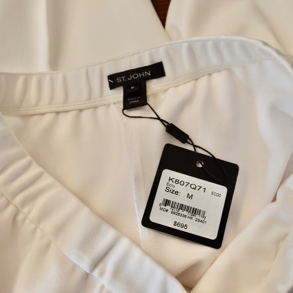 🆕🏷️ St. John Ecru Straight Leg Pants in White - Picture 10 of 16